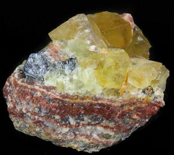 Lustrous, Yellow Cubic Fluorite Crystals - Morocco #44900